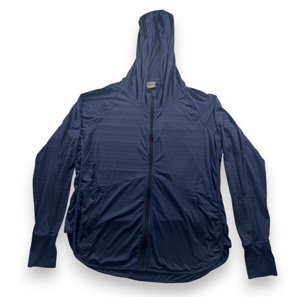 Athleta Navy Blue Space Dye Full Zip Hoodie Thumbhole Jacket XL 755726-03